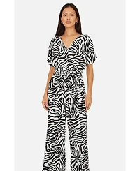 Yumi Women's Zebra Print Relaxed Jumpsuit