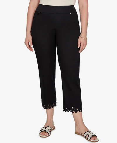 Ruby Rd. Plus Embroidered Cutout Denim Ankle Pants