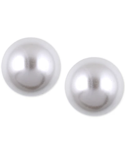 Anne Klein Silver-Tone Imitation Pearl Stud Earrings