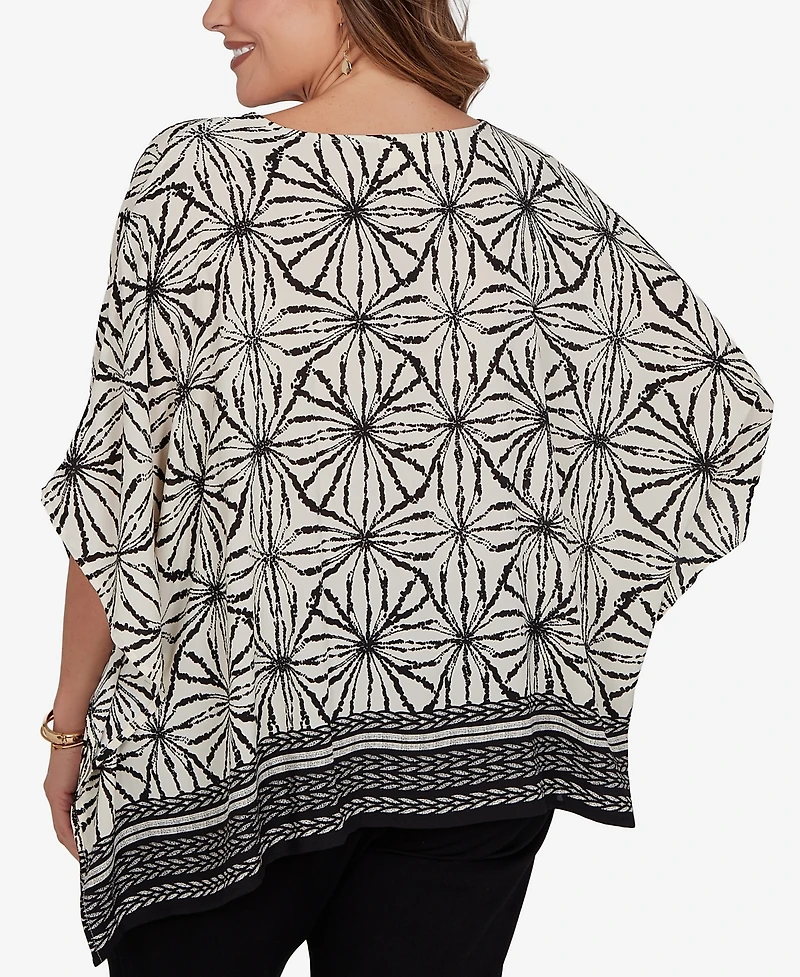 Ruby Rd. Plus Geo Border Print Crepe T-Shirt