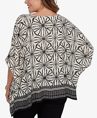 Ruby Rd. Plus Geo Border Print Crepe T-Shirt