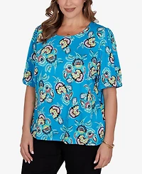 Ruby Rd. Plus Size Etched Floral Puff Print T-Shirt