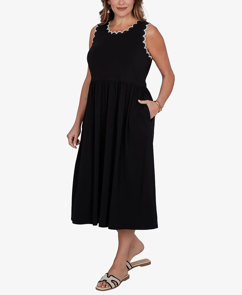 Ruby Rd. Plus Crochet Trim Stretch Knit Midi Dress