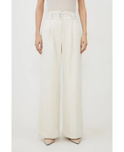 Karen Millen Women's High Waisted Denim Wide Leg Jeans