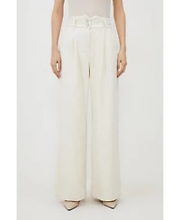 Karen Millen Women's High Waisted Denim Wide Leg Jeans