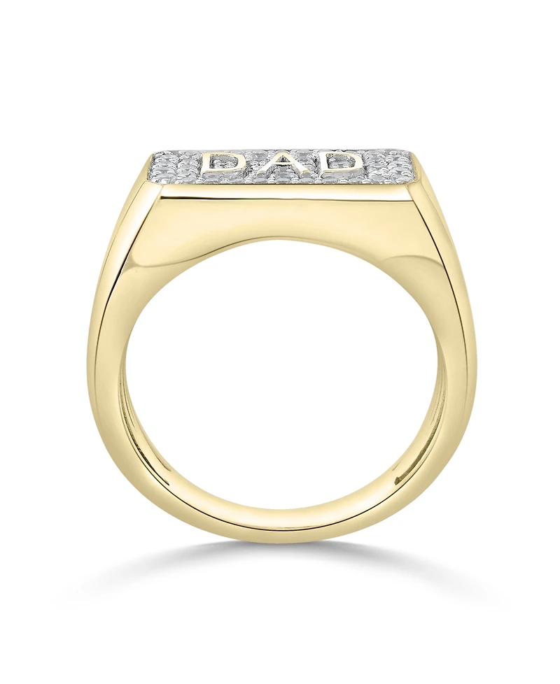 Macy's Men's Diamond (1/5 ct. t.w.) Dad Band Ring in 14k Gold Plated Sterling Silver
