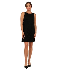 24seven Comfort Apparel Women's Lace Sleeveless Boat Neck Mini Shift Dress
