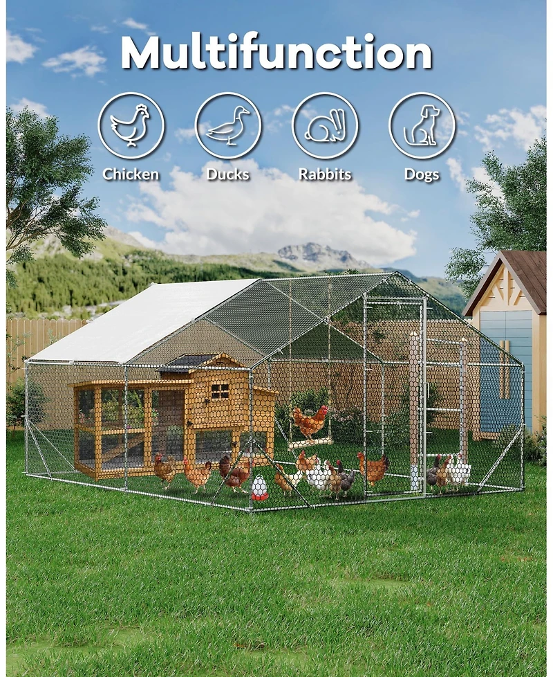gaomon 19.68'L x 9.84'W x 6.56'H Walk in Chicken Coop, Poultry Cage for Outdoor Storage