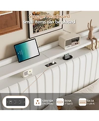 homfan floating platform bed frame with hidden legs, app-controlled Rgb Led lighting, headboard shelf, charging station, no box spring needed