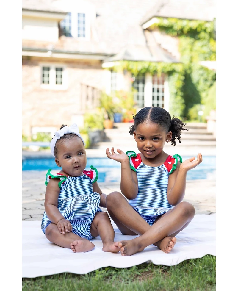 Florence Eiseman Toddler Girls Seersucker Swimsuit with Watermelon