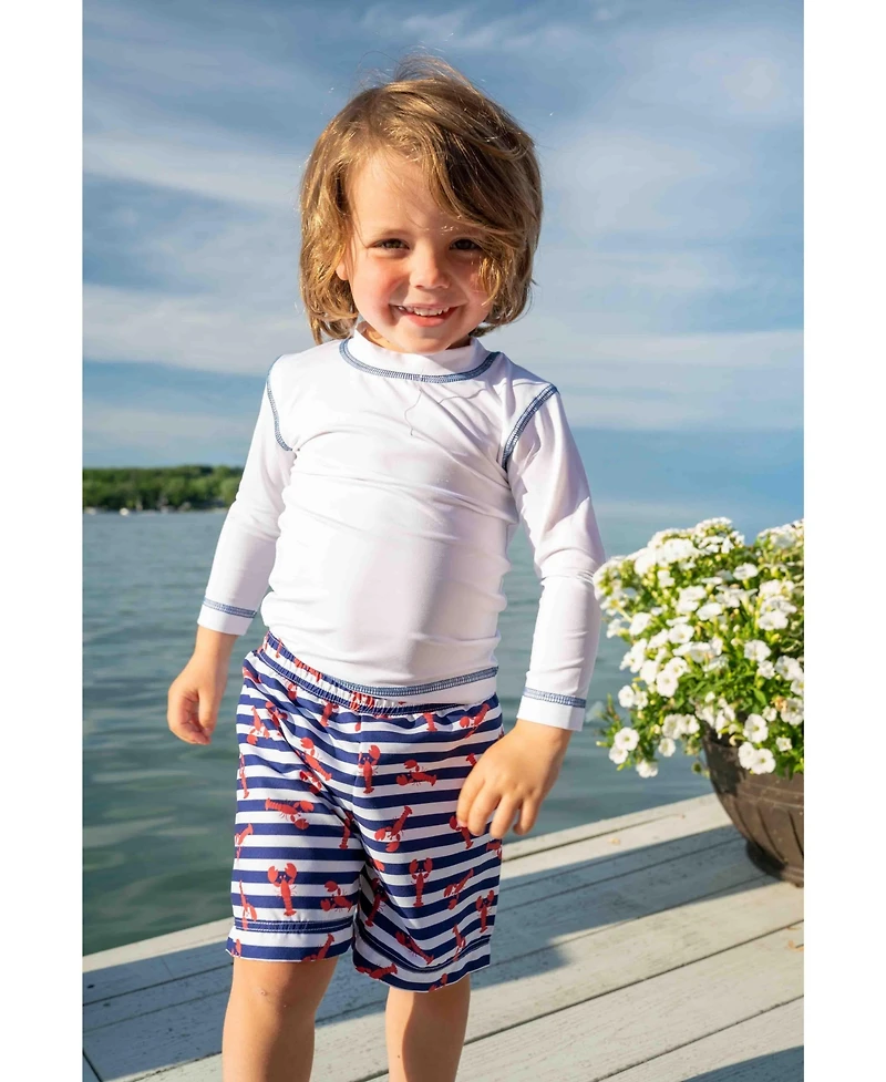 Florence Eiseman Toddler Boys Lobster Print Swim Trunk