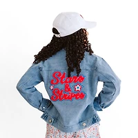 Sweet Wink Big Girls Stars and Stripes Patch Denim Jacket