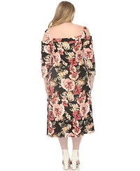 White Mark Plus Cold Shoulder Floral Print Maternity Dress
