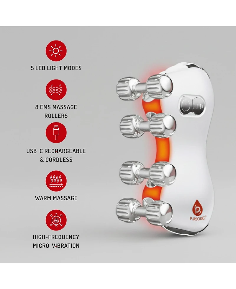 Pursonic 5-in-1 Skin Roller Massager With Led Light Therapy and 3-in-1 Facial Cleansing Device with 7 Color Led Light Therapy