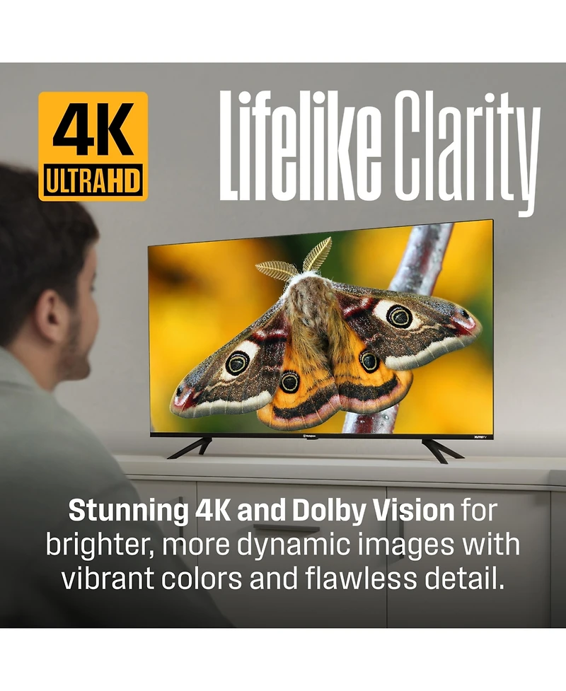 Westinghouse 58" 4K Uhd Smart Tv – Xumo Tv with HDR10, Dolby Vision/Atmos, Voice Remote, Bluetooth & Apple AirPlay