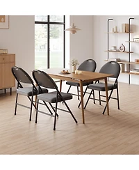 homfan 4 Piece Cushioned Folding Chairs with Ergonomic Wide Back, Reinforced Metal Frame and Nesting Stackable Design - Portable Seating for Events
