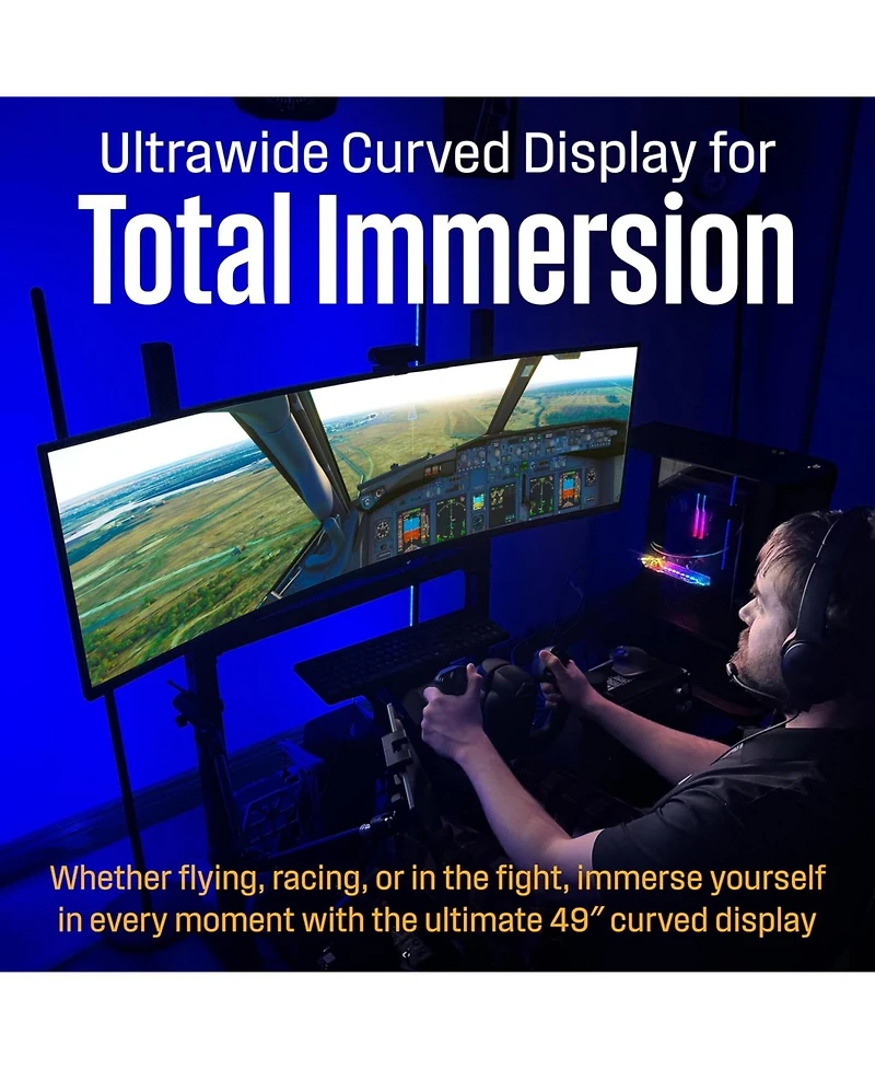 Westinghouse 49" Super Ultrawide Curved Gaming Monitor, 120Hz, Qhd 5120x1440, Amd FreeSync, 2xDP & 2xHDMI