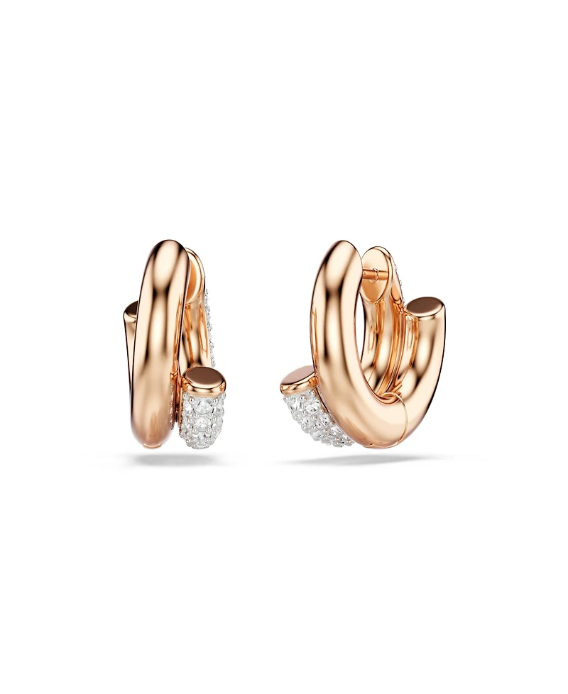 Swarovski Rose Gold-Tone Plated Gleaming Tubular Huggie Earrings