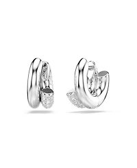 Swarovski Rhodium-Plated Gleaming Tubular Huggie Earrings