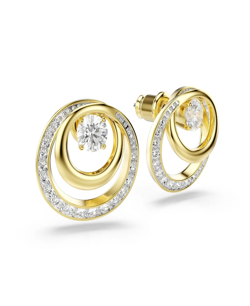 Swarovski Gold-Tone Plated Glittering Pave Stud Earrings