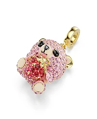 Swarovski Gold-Tone Plated Pink Teddy Bear Charm