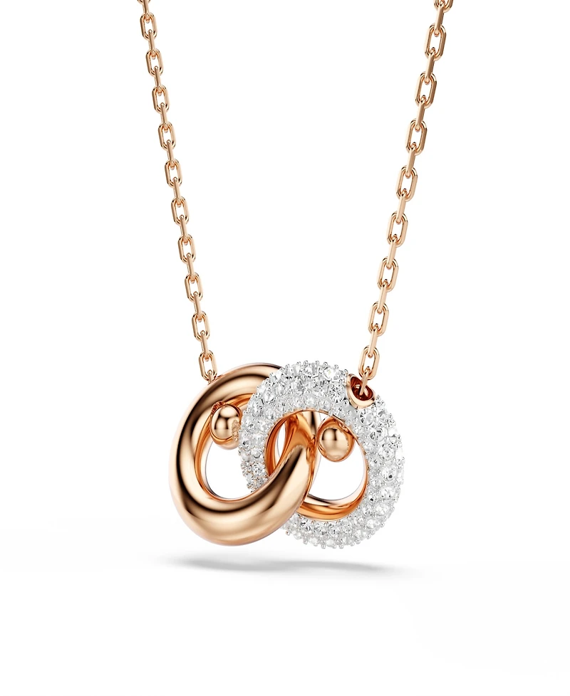 Swarovski Rose Gold-Tone Two Interlinked Tubular Ring Necklace
