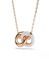 Swarovski Rose Gold-Tone Two Interlinked Tubular Ring Necklace