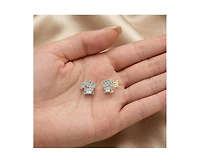 Rachel Glauber Dainty 14K Gold Plated Brilliant Three-cz Stud Earrings