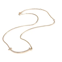 Pre-Owned Tiffany & Co Rose Gold Diamond Medium Model Tiffany T Smile Necklace