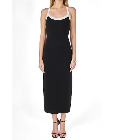 endless rose Women's Cross Back Knit Midi Dress