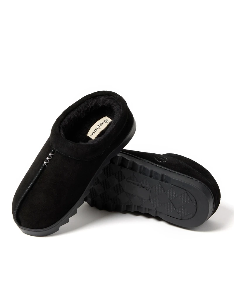 Dearfoams Doreen Genuine Suede Clog with Prayer Seam Slipper