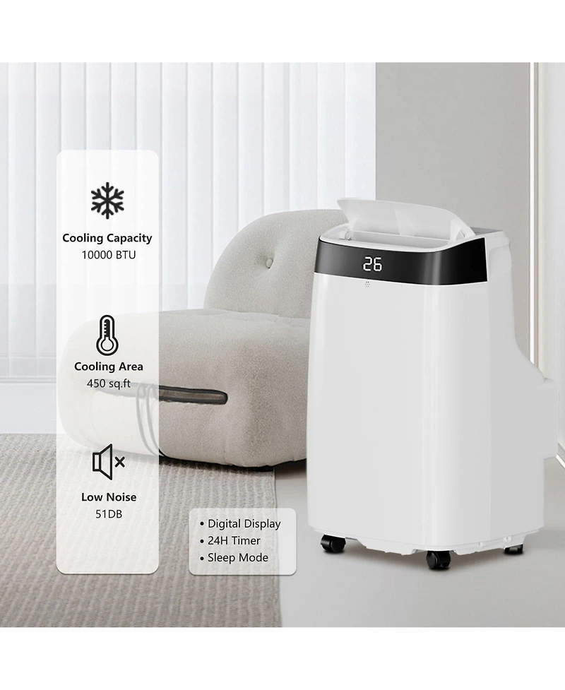 Xo 10,000 Btu Portable Ac, Cooling, Dehumidifier and Fan for Rooms up to 450 Sq. Ft., Quiet Sleep Setting