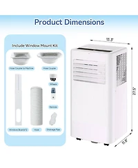 Xo 3-in-1 8000 Btu Portable Air Conditioner, Cools Up to 350 Sq.Ft. with Complete Installation Kit, White Top