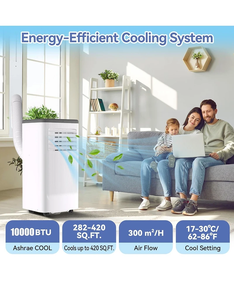 Xo 10,000 Btu Portable Ac with Remote, Led Display, 24-Hour Timer, Self-Evaporating Window Kit for Up to 560 Sq. Ft