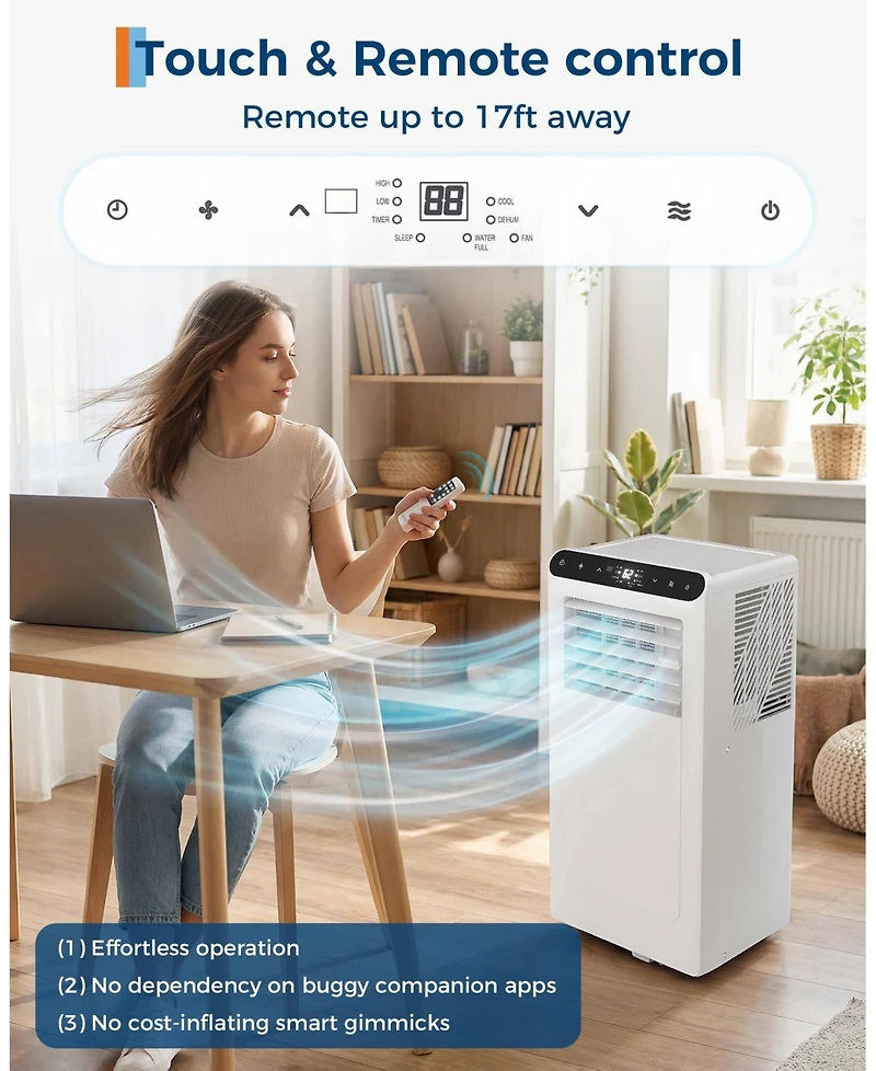 Xo 8,000 Btu Portable 3-in-1 Air Conditioner with Remote, Timer and Window Kit