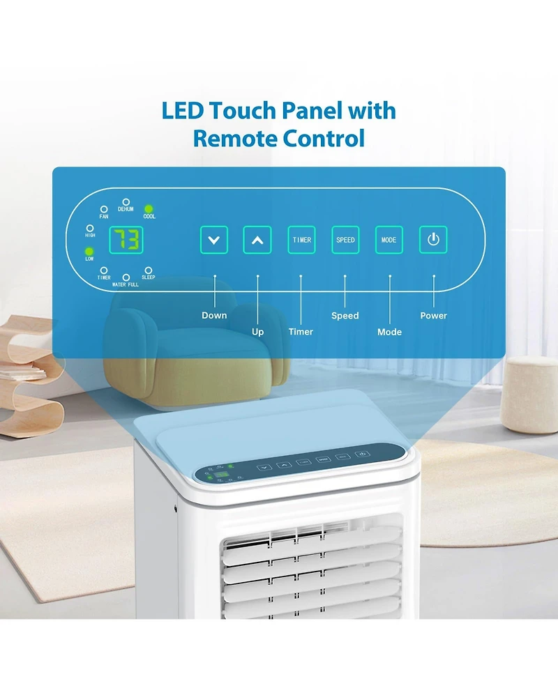Xo 8,000 Btu Portable Ac, Quiet Cooling, Dehumidifier and Fan for Rooms Up to 350 Sq. Ft., Remote, Timer, Window Kit
