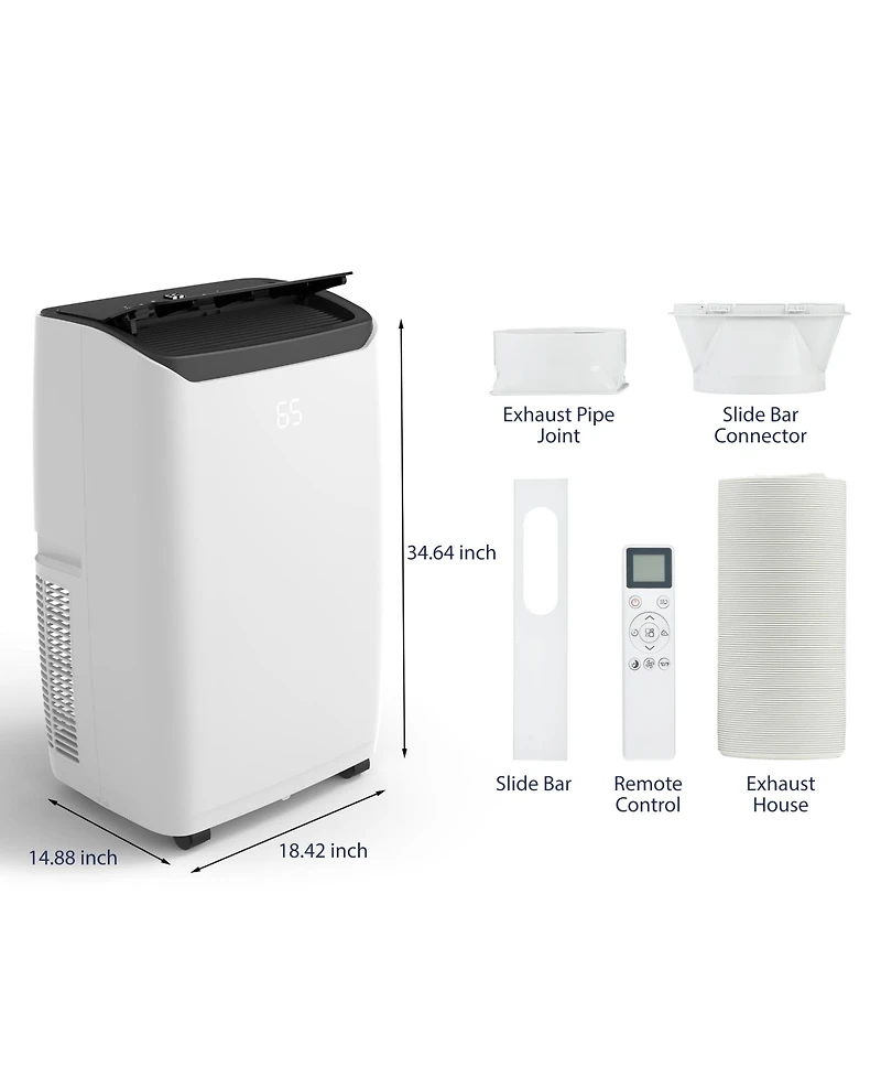 Xo 14,000 Btu Portable Air Conditioner for Rooms up to 750 Sq. Ft., 3-in-1 Cooling, Fan and Dehumidifier with Sleep Mode