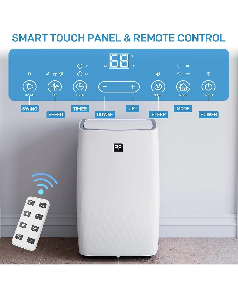 Xo 14,000 Btu Portable Air Conditioner for Rooms up to 750 Sq. Ft., 3-in-1 Cooling, Dehumidifier and Fan, Sleep Mode