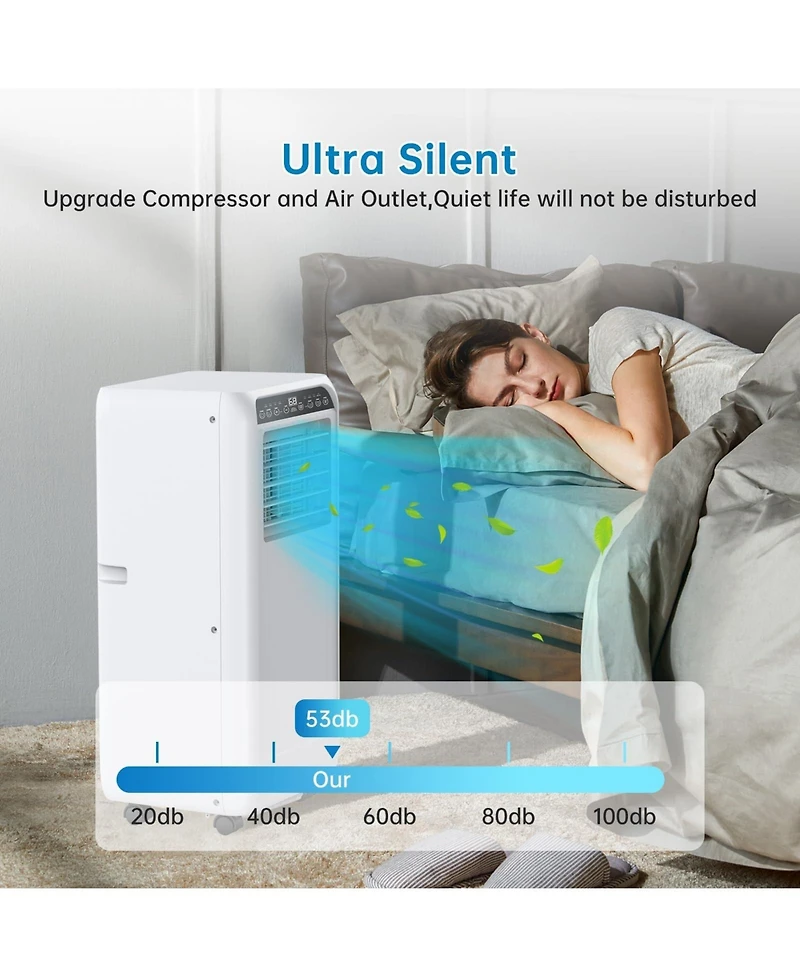 Xo Portable 8000 Btu Air Conditioner with Remote, Energy Efficient and Quiet Operation for Rooms Up to 350 Sq.Ft, 24H Timer