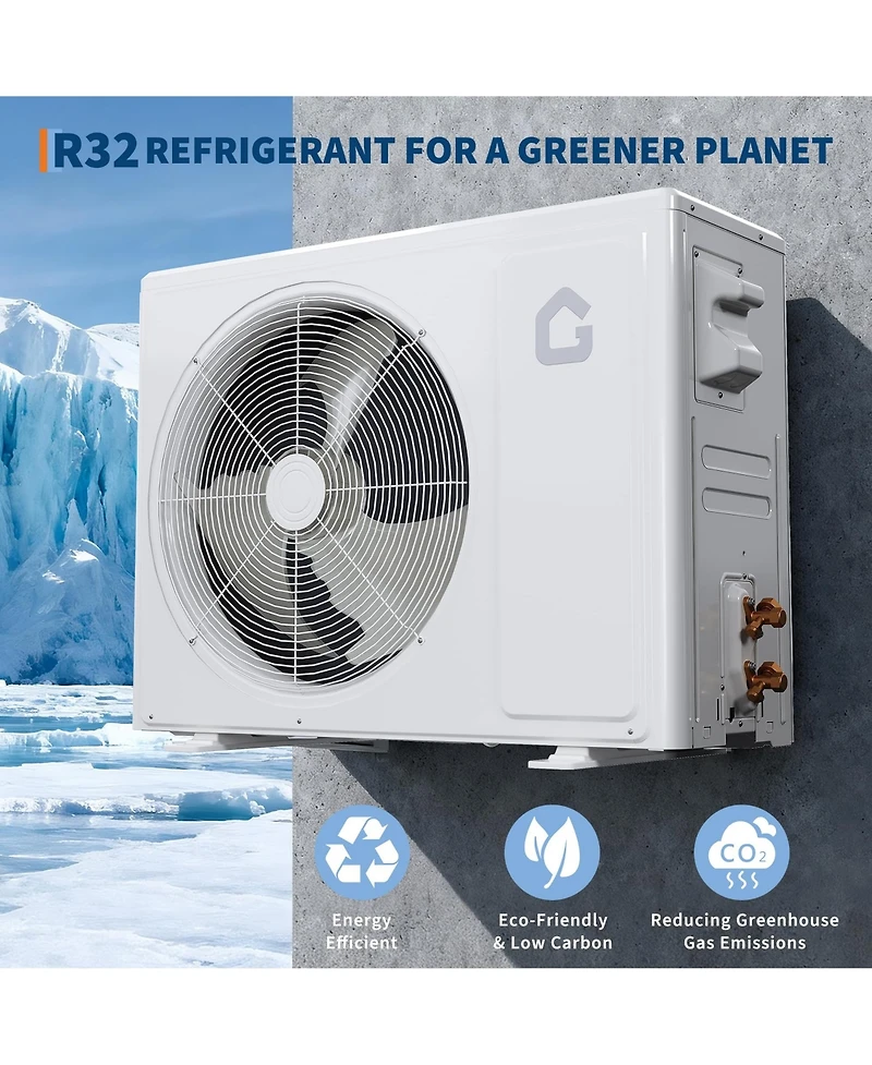 Xo 9000 Btu Mini Split Ac and Heat Pump, 19 SEER2 Ductless Inverter System, Cools and Heats 450 Sq. Ft, Complete Kit, Quiet Operation