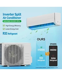 Xo 11500 Btu Mini Split Ac and Heat Pump, 18.5 SEER2 Inverter, WiFi and Alexa, 230V, Quiet, Installation Kit
