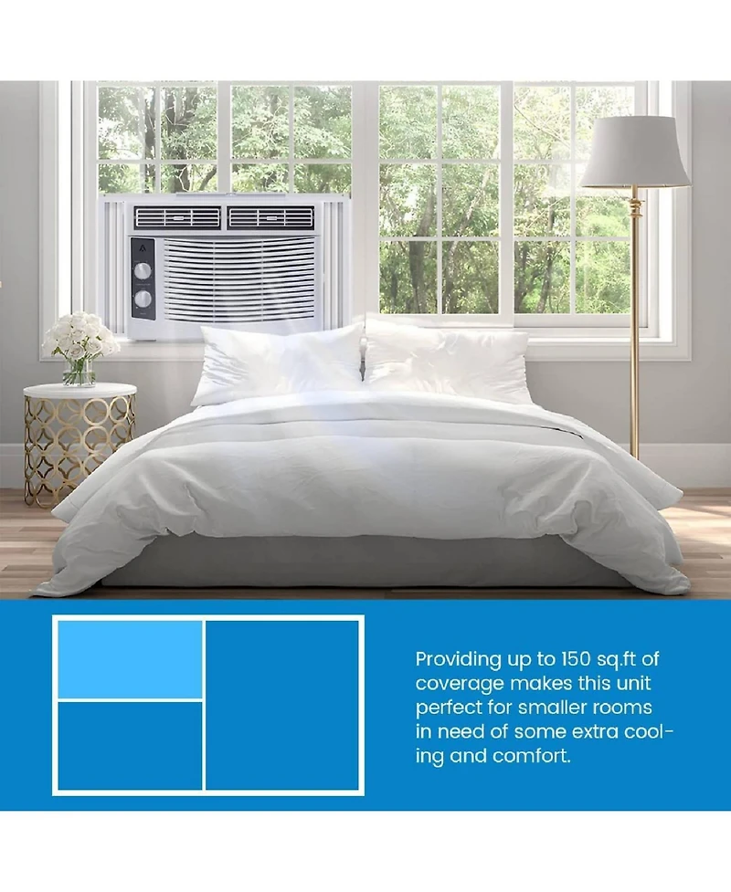Xo 2-in-1 5000 Btu Quiet Efficient Window Air Conditioner for Bedroom, Office, Living Room, Quick Install Kit