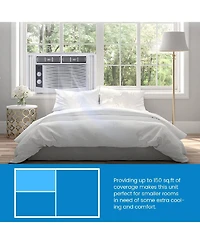 Xo 2-in-1 5000 Btu Quiet Efficient Window Air Conditioner for Bedroom, Office, Living Room, Quick Install Kit