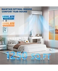 Xo 18000 Btu Mini Split Air Conditioner and Heat Cool Up to 1250 Sq.Ft, 19 SEER2 208-230V Ductless Air Conditioner