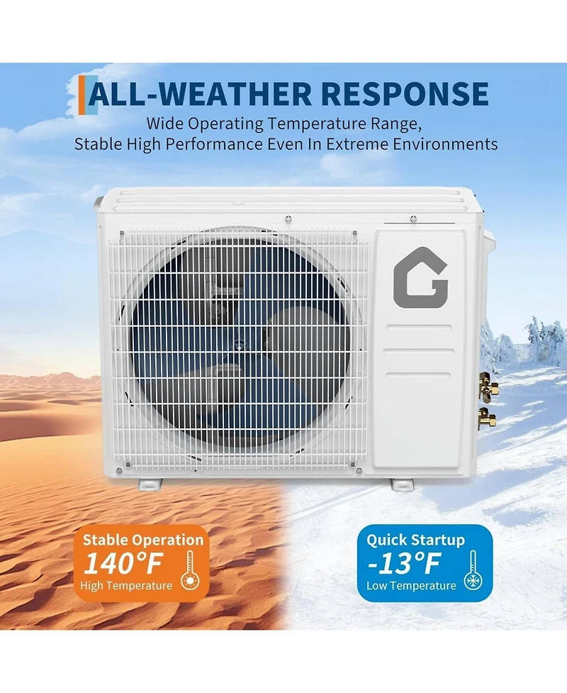Xo 24,000 Btu Mini Split Air Conditioner and Heat Pump, Cools and Heats Up to 1,500 Sq.ft. with WiFi, Alexa Control, 230V