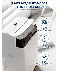 Xo 14000 Btu Plus Portable Air Conditioners with Fast Cool, Fan Speed, Dehumidifying, Auto Mode for Living Room, Dorm