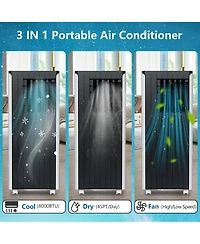 Xo 8000 Btu 3-in-1 Portable Air Conditioner, Quiet Ac with Fan and Built-in Dehumidifier, Cools Rooms Up to 350 Sq. Ft. for Home, Dorm, Office