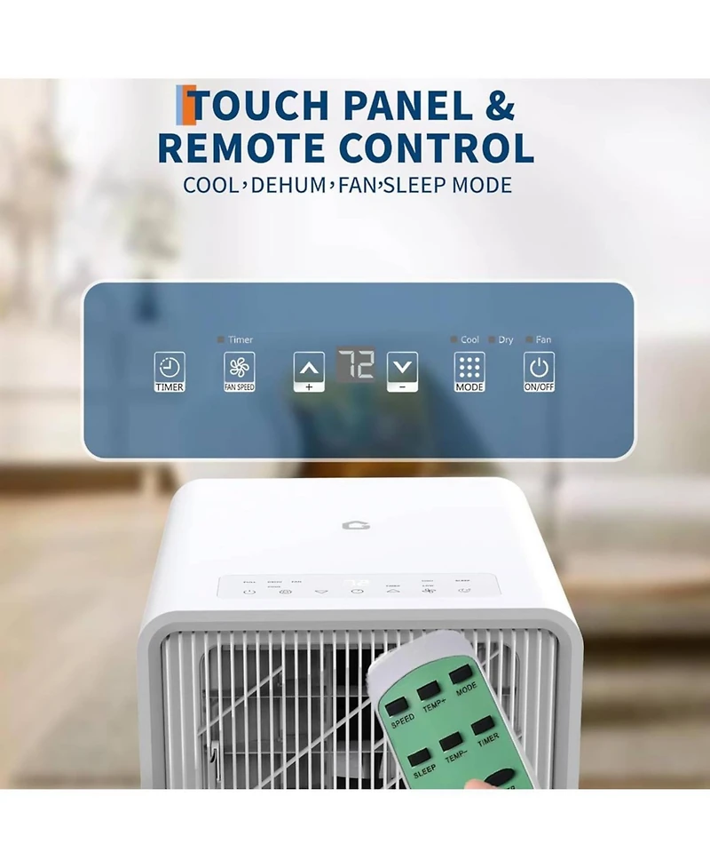Xo Space-Saving 10,000 Btu Portable Air Conditioner, Easy Operation for Home and Office for Rooms up to 450 sq.ft.