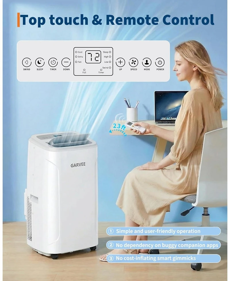 Xo 14,000 Btu Portable Air Conditioner with Fast Cool, Air Purification, Cools Up to 750 Sq. Ft.