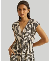 Reistor Women's Deep V-neck Gathered Dress